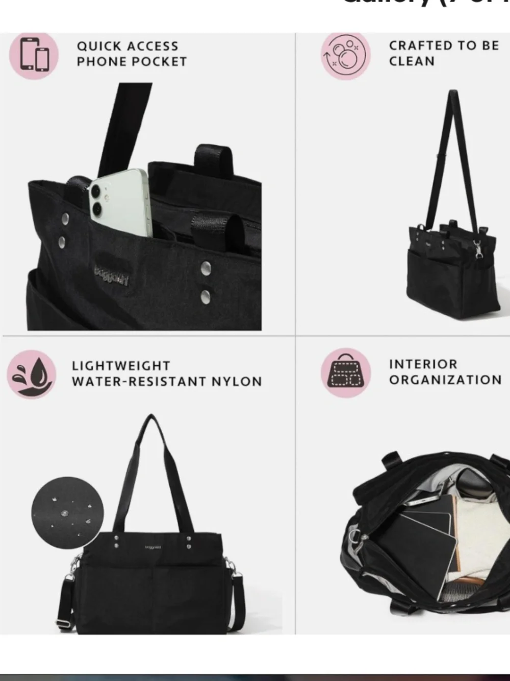 Baggallini Modern Laptop Tote Black NWT - Large Organizer/ Career RFID